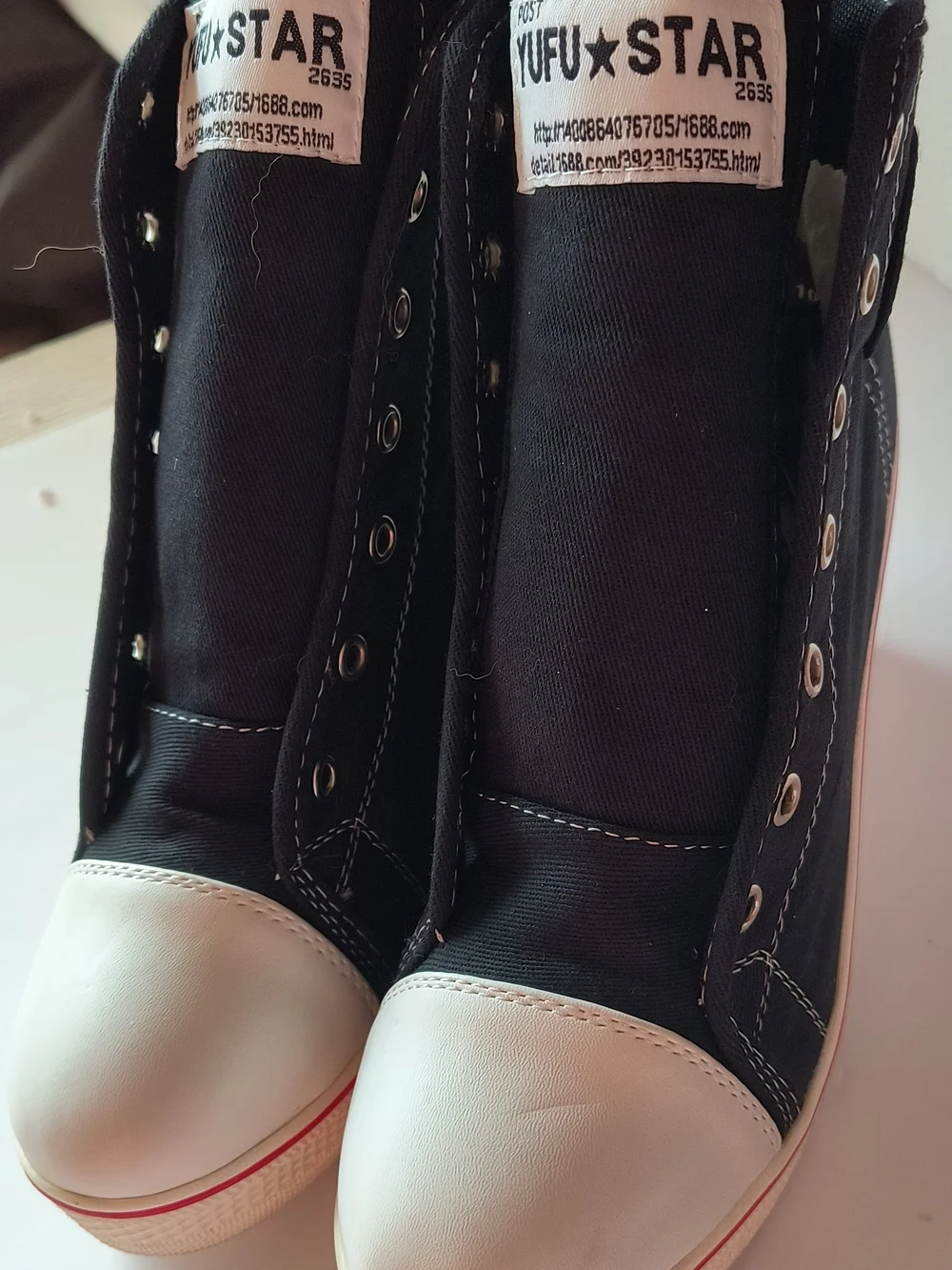High-Top Wedge Ankle Boots in Black and White by